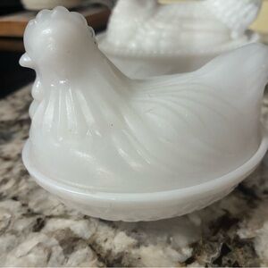 Medium Milk Glass Hen on Nest